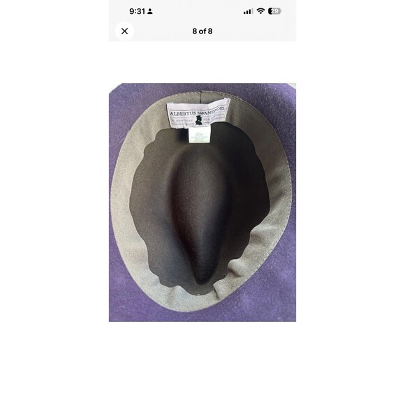 Albertus Swanepoel 100% Wool Brown/Purple Fedora Felt Hat (M) with Bow/Band - Picture 8 of 8